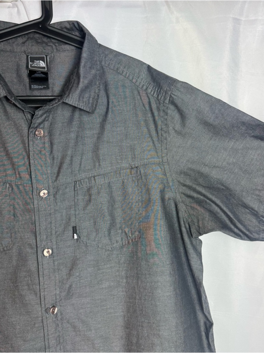 The North Face Utility Button Up Shirt Men's L Polo Short Sleeve Organic Cotton